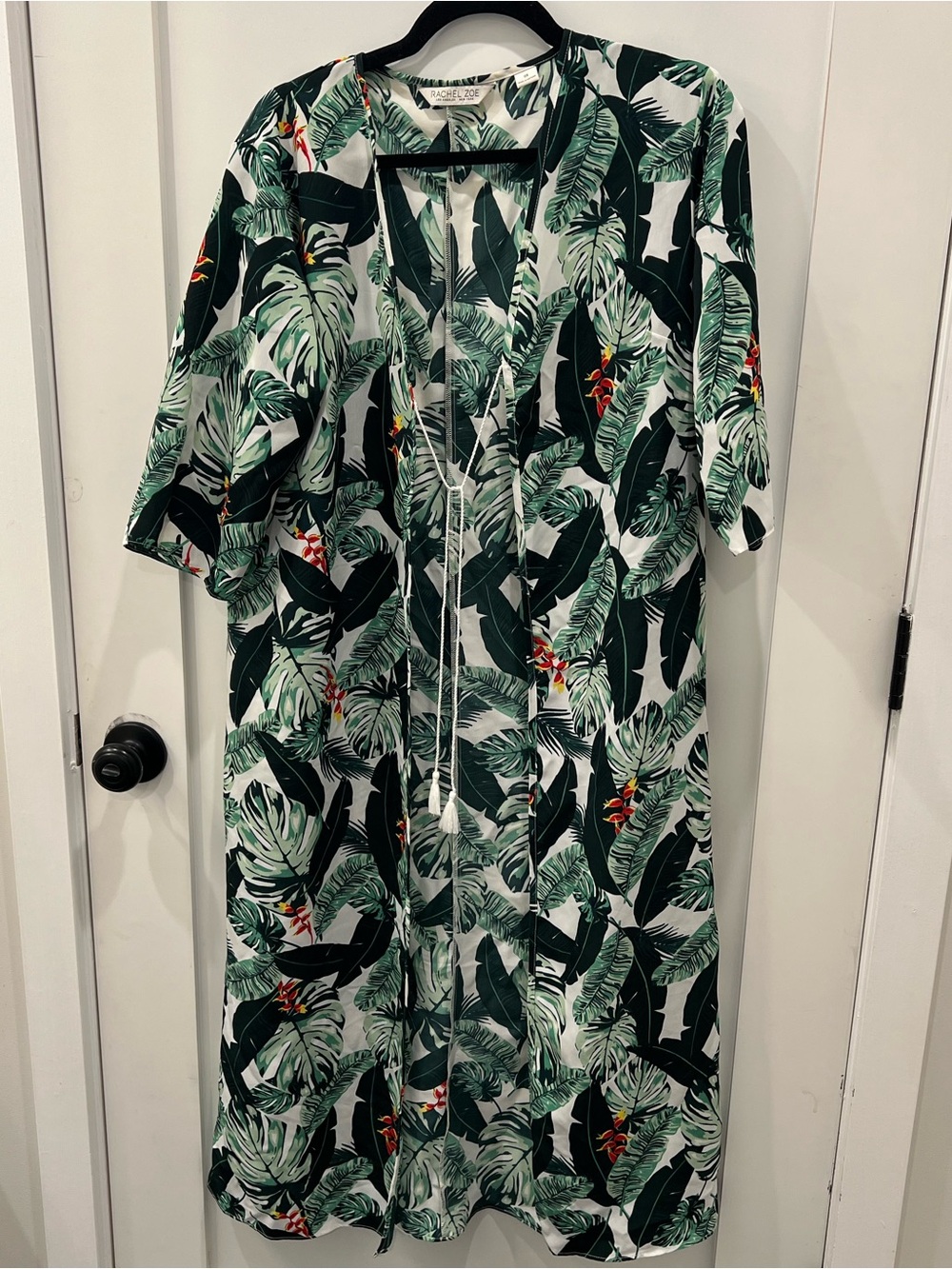Rachel Zoe Tropical Leaf Print Tie-Front Women’s Swim Cover Up - Green One Size